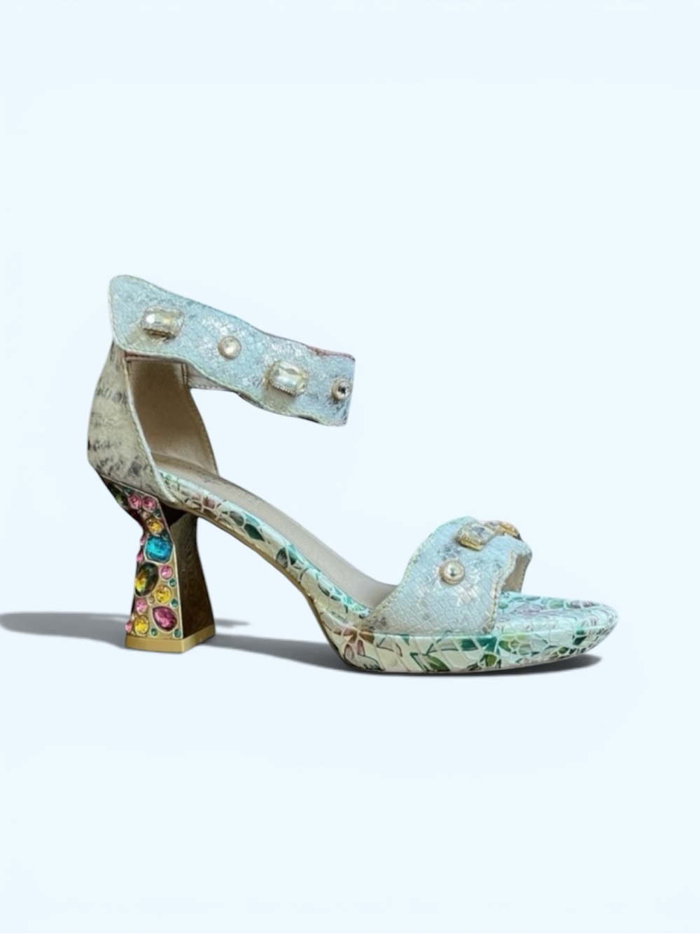 SPRING STEP L’Artiste “Incredible Ice” Jewel Heels/Sandals • Size 41EU/9.5-10US
